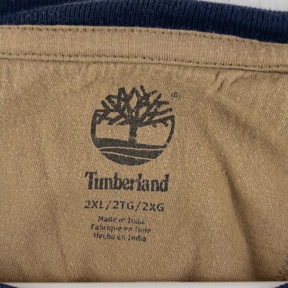 Timberland graphic Print Waffle Knit Thermal Long Sleeve Shirt Blue Men Size XL - Picture 3 of 8